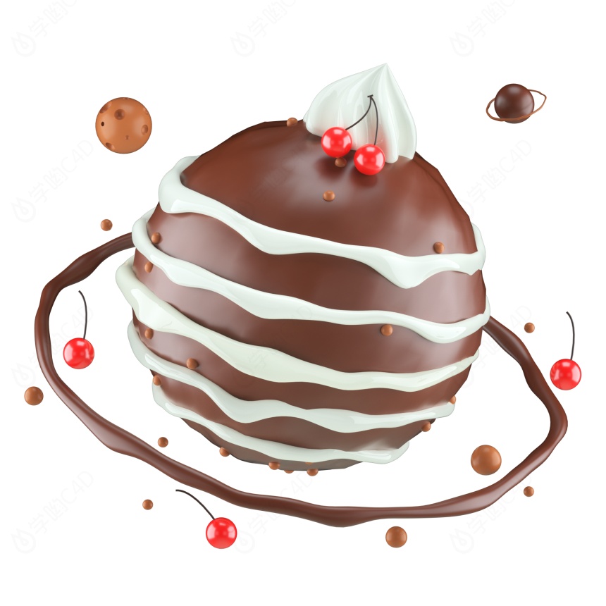 现代食物美食巧克力蛋糕C4D模型