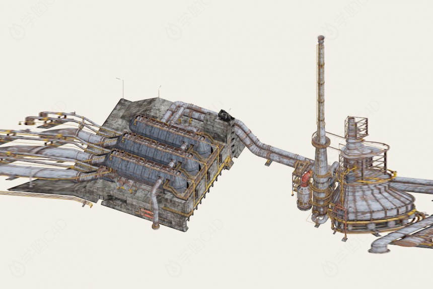 大型科幻工业钢铁厂设备部件C4D模型
