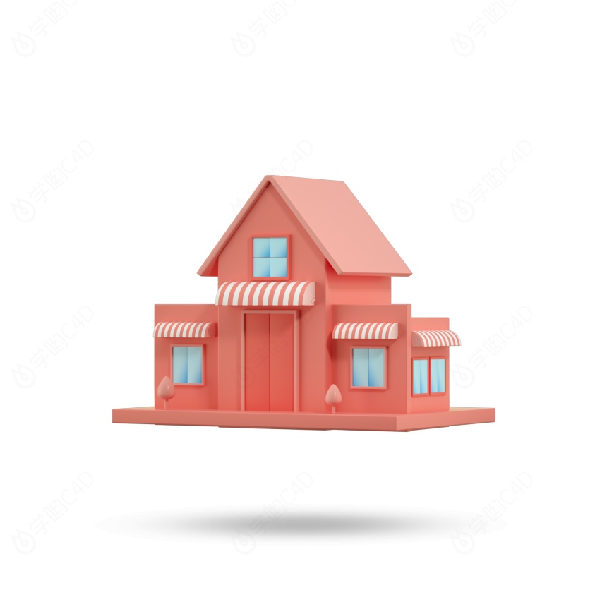 卡通木屋房子（白模）C4D模型