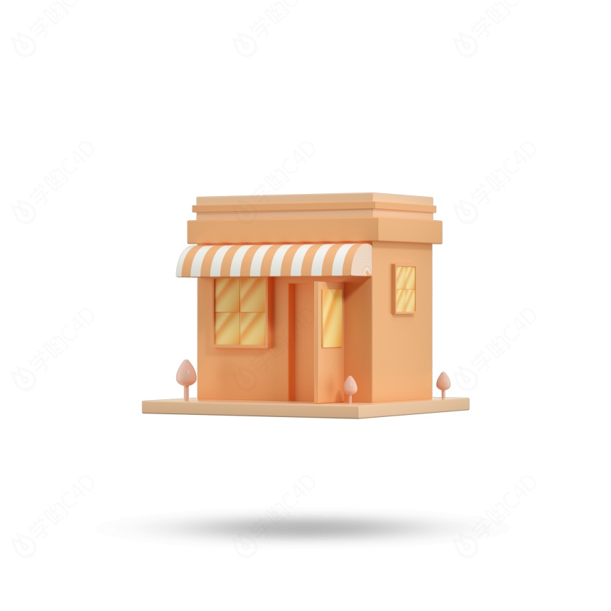 卡通木屋房子（白模）C4D模型