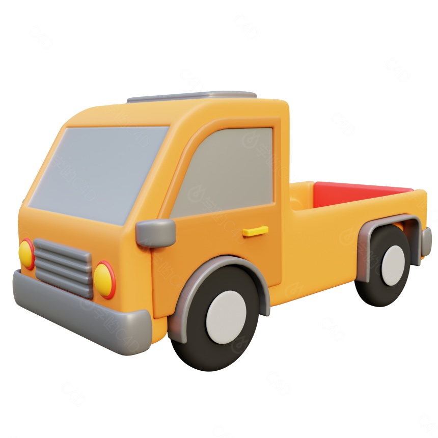 玩具巴士小汽车C4D模型