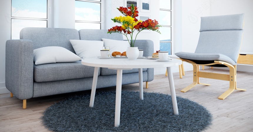 现代家居客厅休闲沙发C4D模型