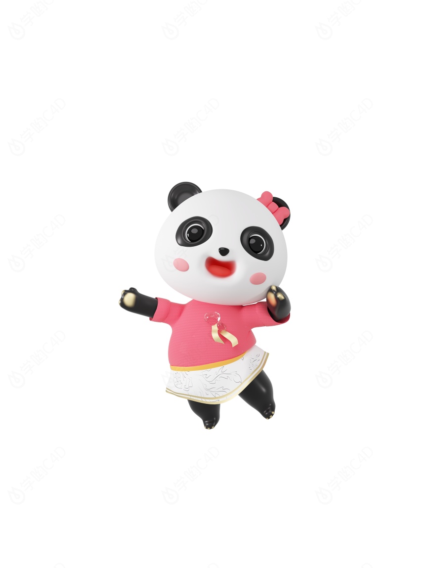 国庆吉祥物卡通熊猫C4D模型