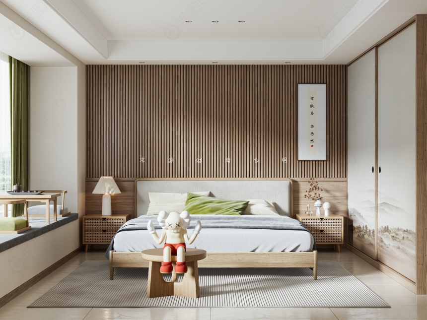 现代简约卧室大床C4D模型