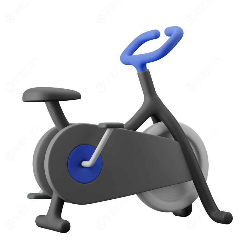 卡通健身器材动感单车C4D模型