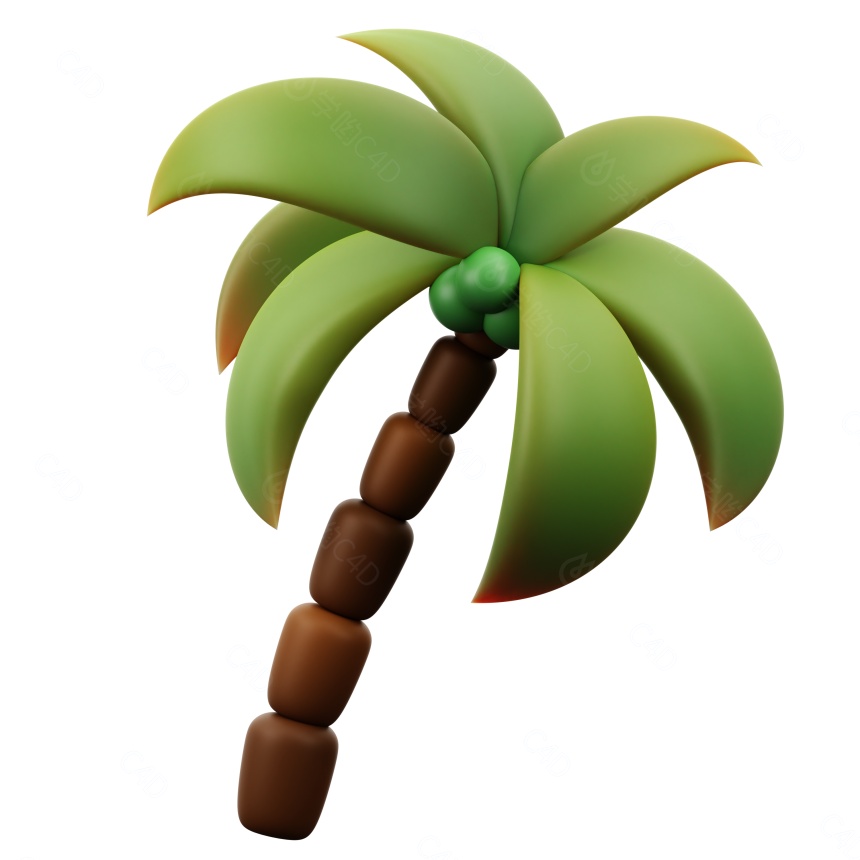 卡通夏日度假沙滩元素Coconut TreeC4D模型