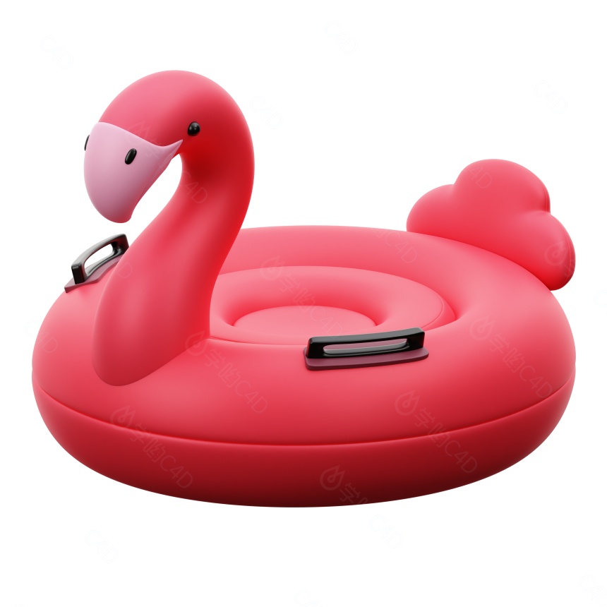 卡通夏日度假沙滩元素Flamingo Swim RingC4D模型