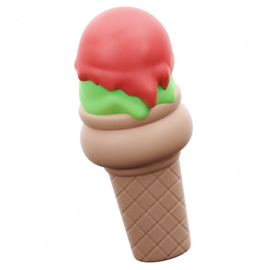 卡通夏日度假沙滩元素Ice Cream Cone1C4D模型