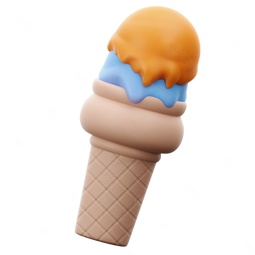 卡通夏日度假沙滩元素Ice Cream Cone2C4D模型