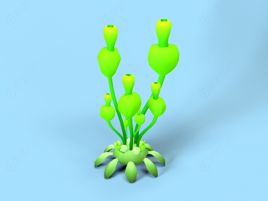 科幻发光海底植物C4D模型
