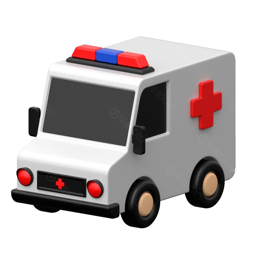 医疗器械救护车（白模）C4D模型