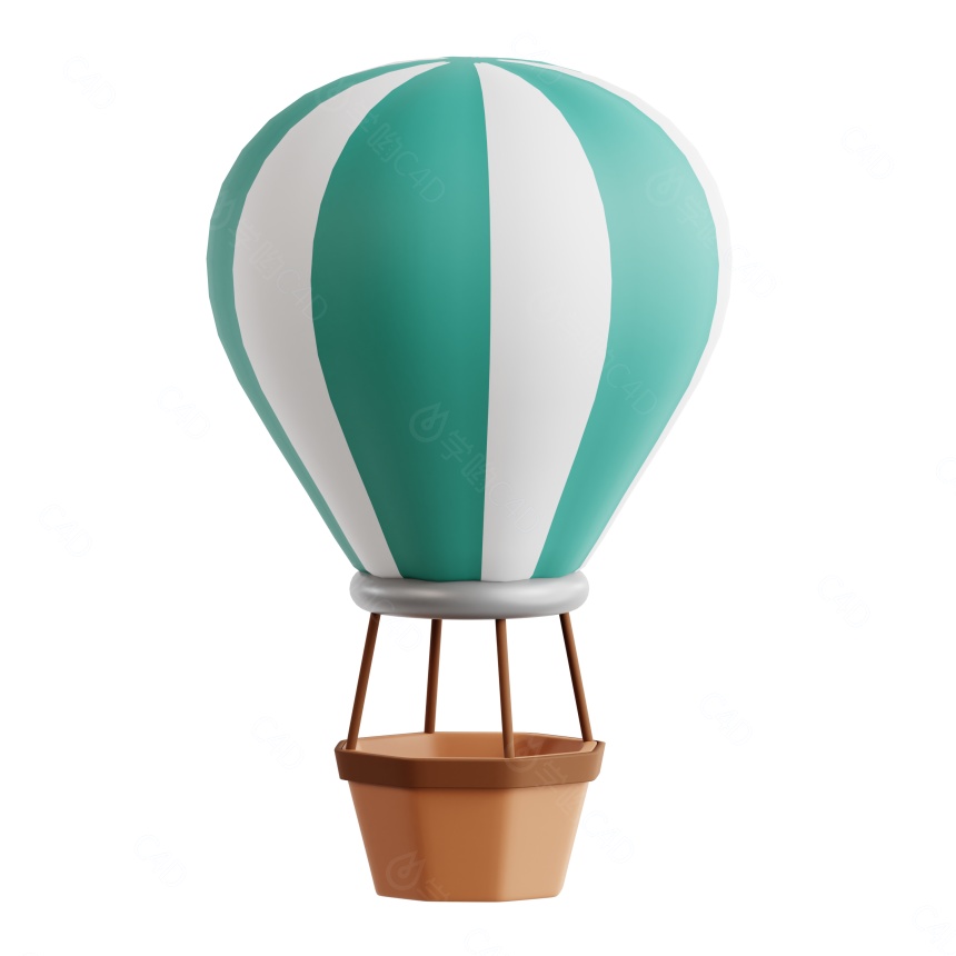 旅行图标热气球C4D模型