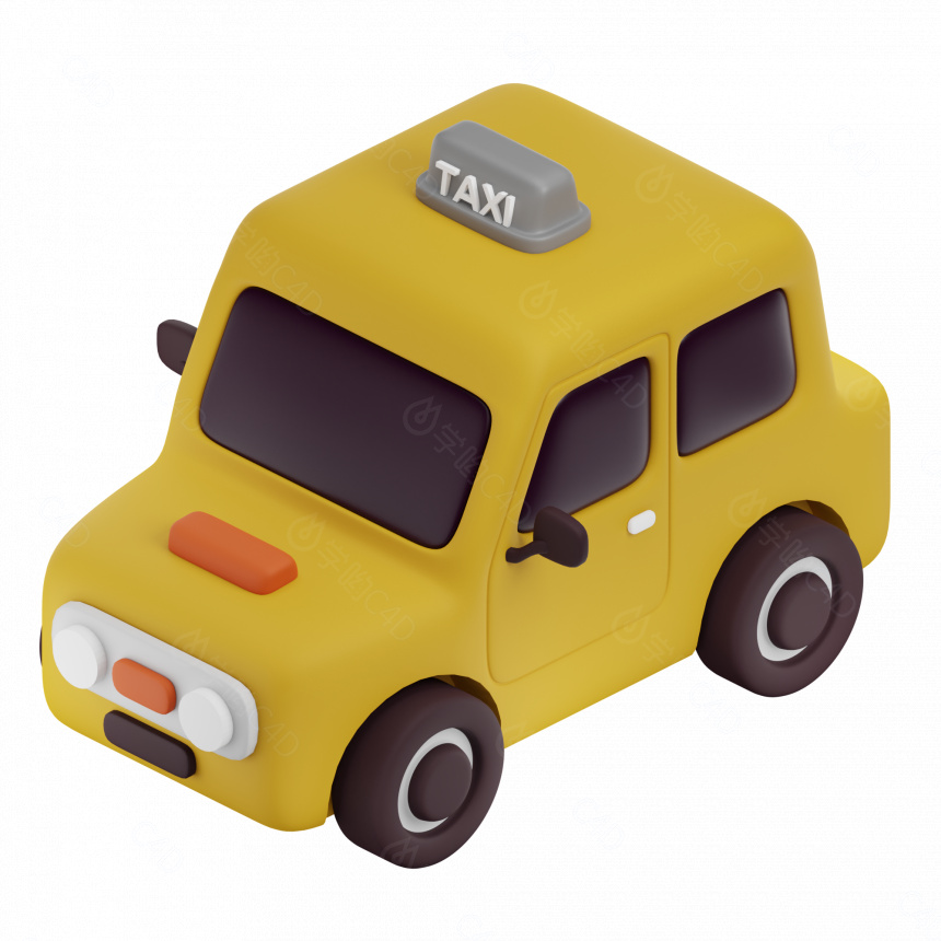 卡通汽车 出租车 小汽车 玩具车 taxiC4D模型