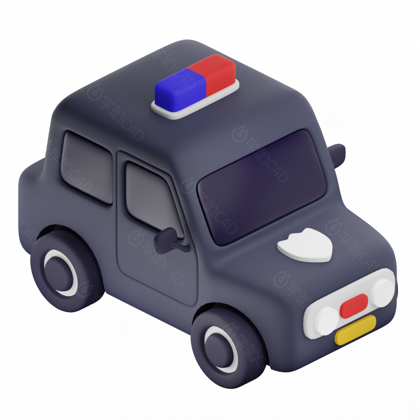 卡通汽车 警车 小汽车 玩具车C4D模型
