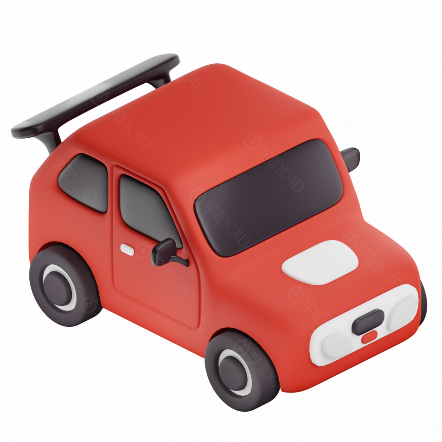 卡通汽车 吉普车 小汽车 玩具车 红色小车C4D模型