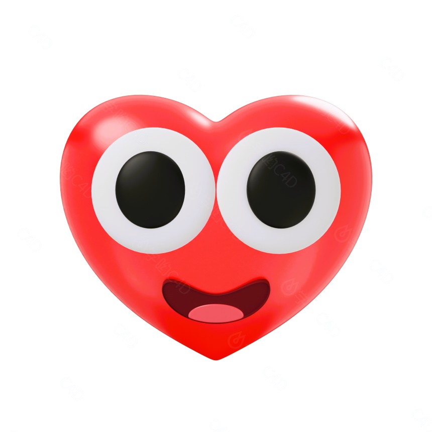 表达爱意的emoji表情符号C4D模型