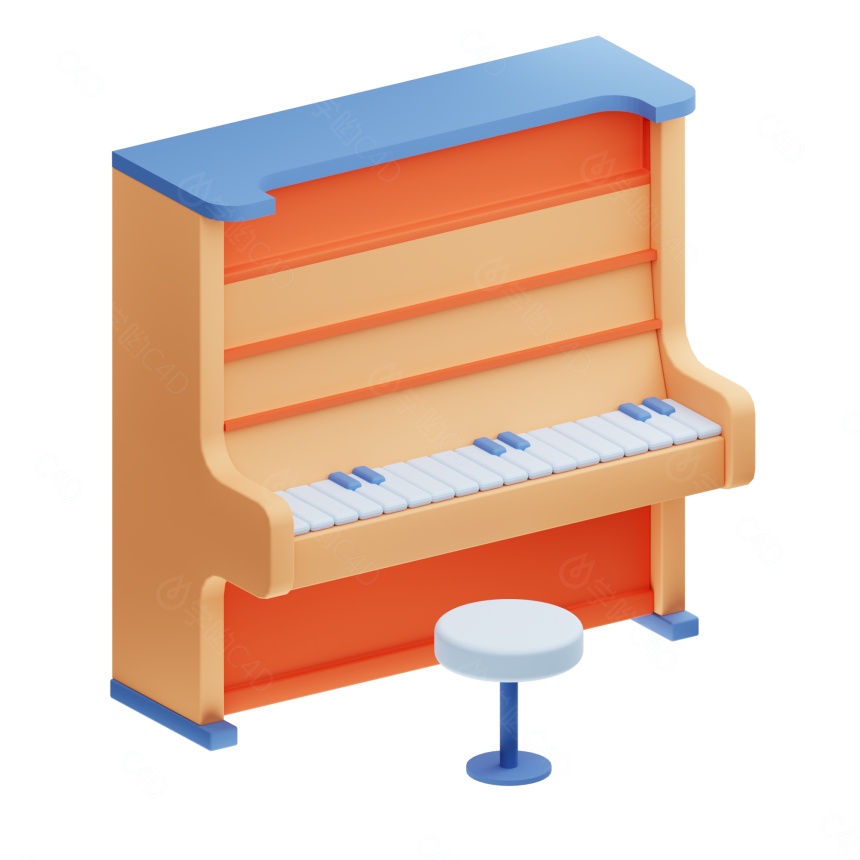 卡通乐器钢琴C4D模型