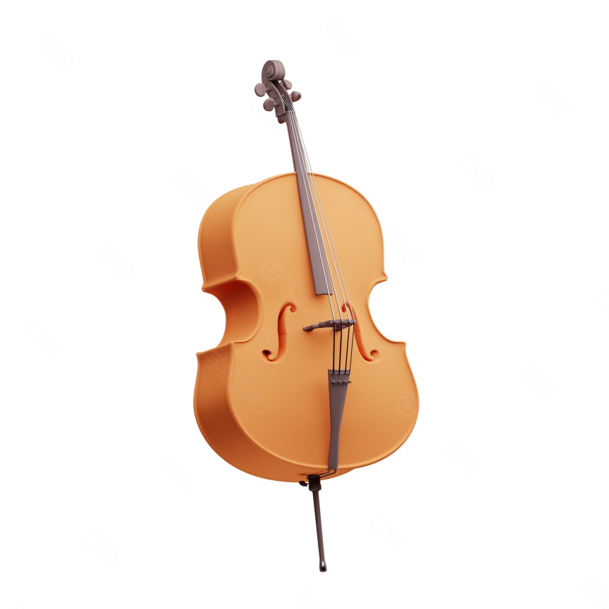 卡通乐器大提琴C4D模型