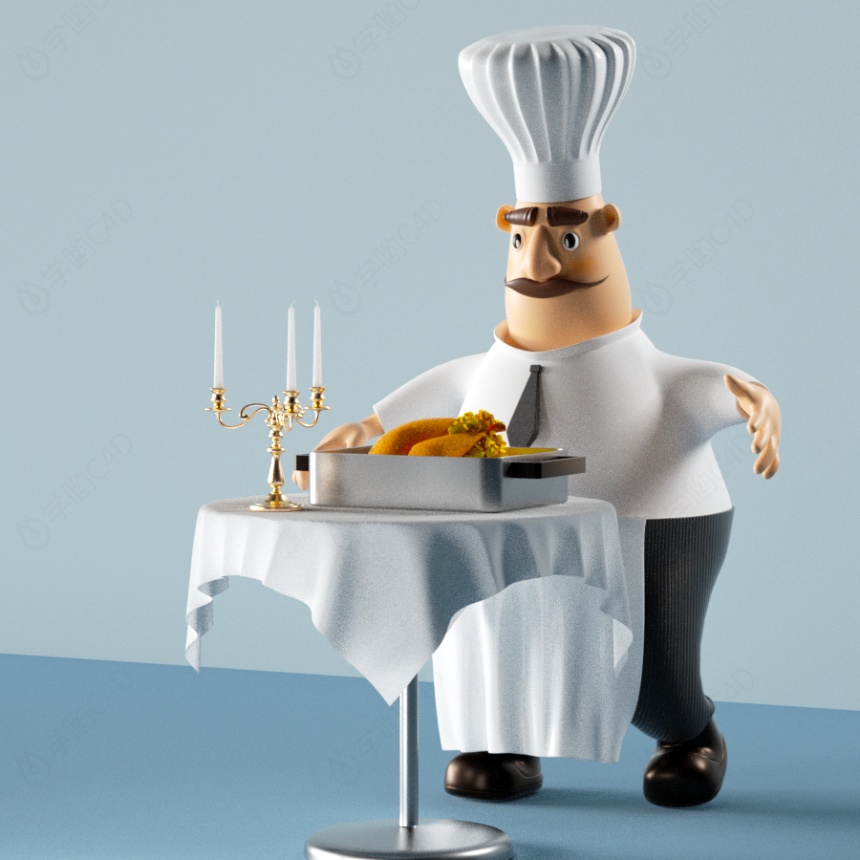 卡通厨师配餐动漫角色C4D模型