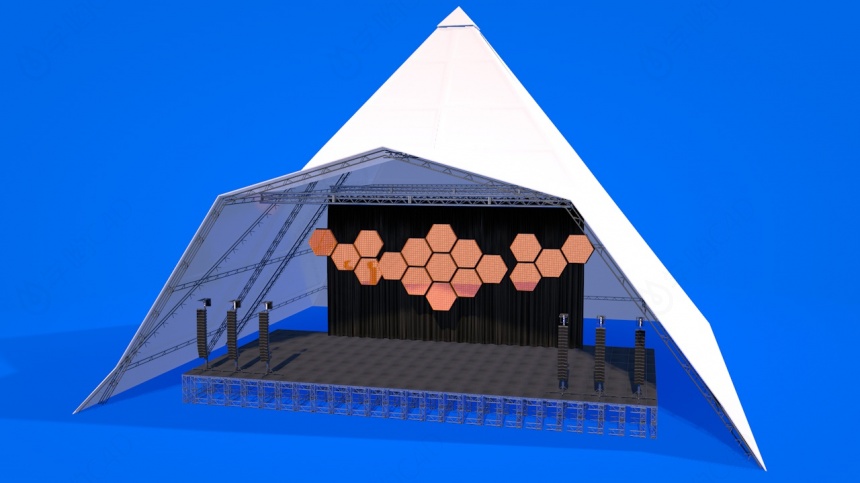 公共展示舞台帐篷C4D模型