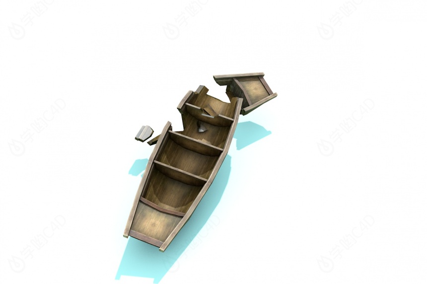 中式渔船乌篷船C4D模型