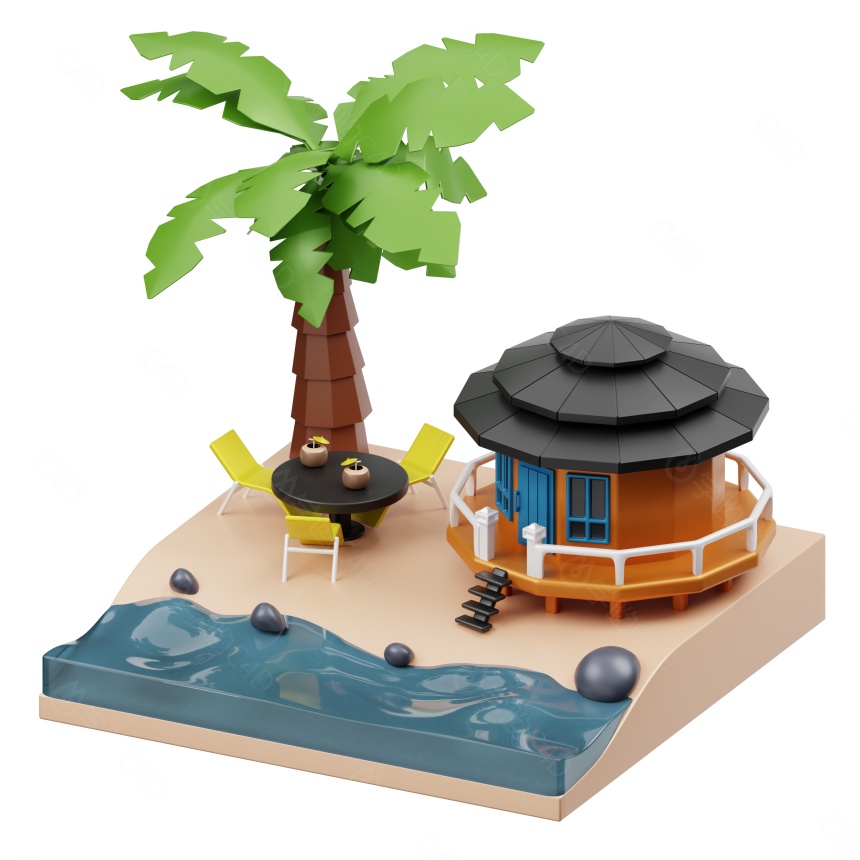 海滨别墅C4D模型