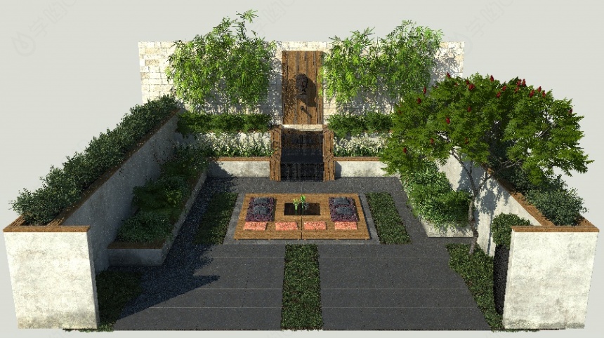 花园庭院C4D模型