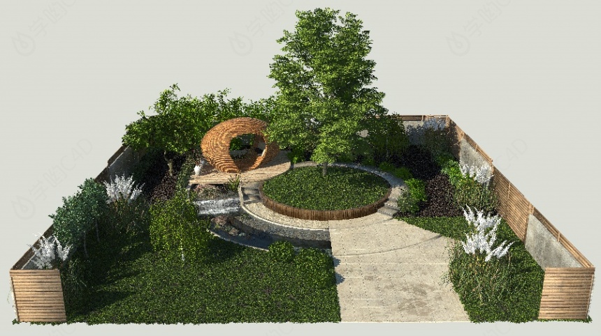 庭院C4D模型