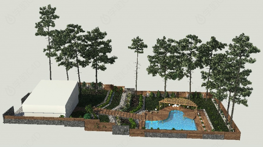 园林景观户外花园C4D模型