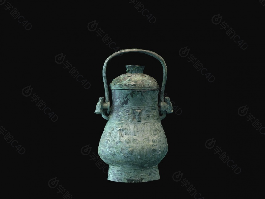 中式青铜器香炉C4D模型