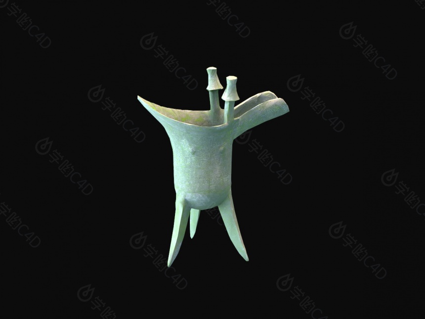 中式青铜器杯子C4D模型