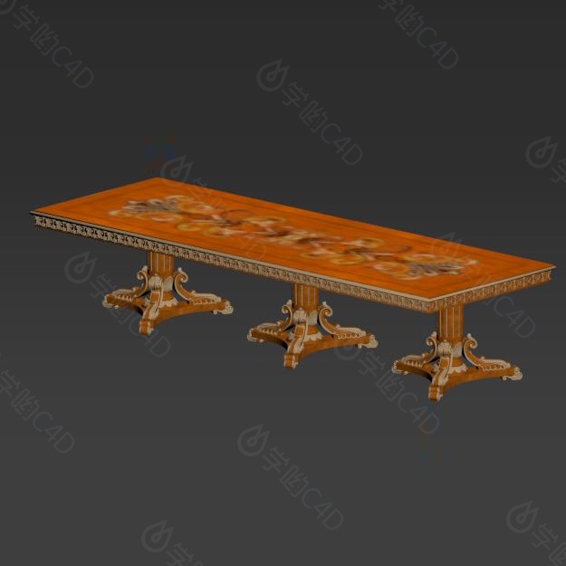 欧式实木家具C4D模型