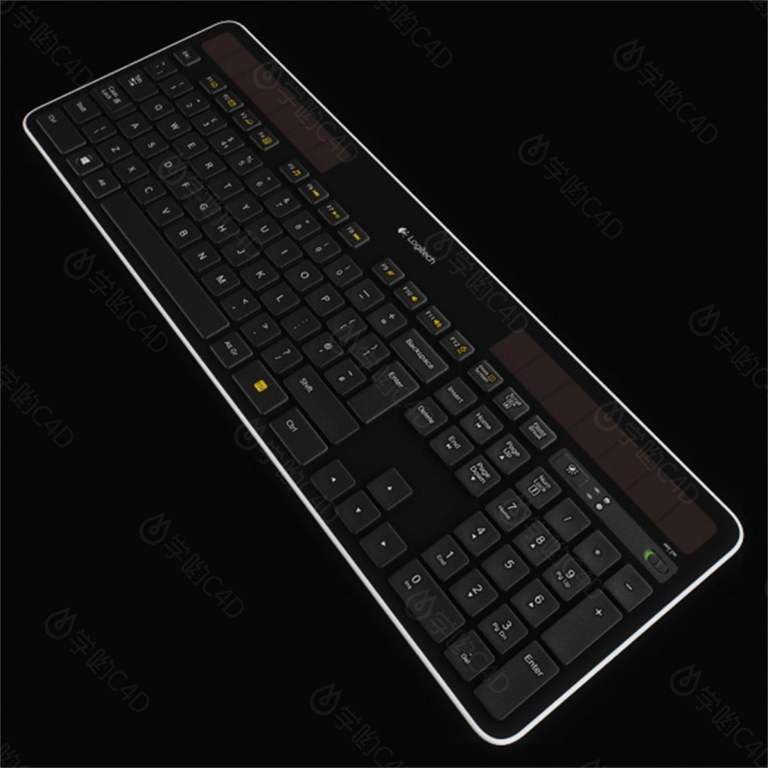 罗技Logitech太阳能无线键盘 K750C4D模型