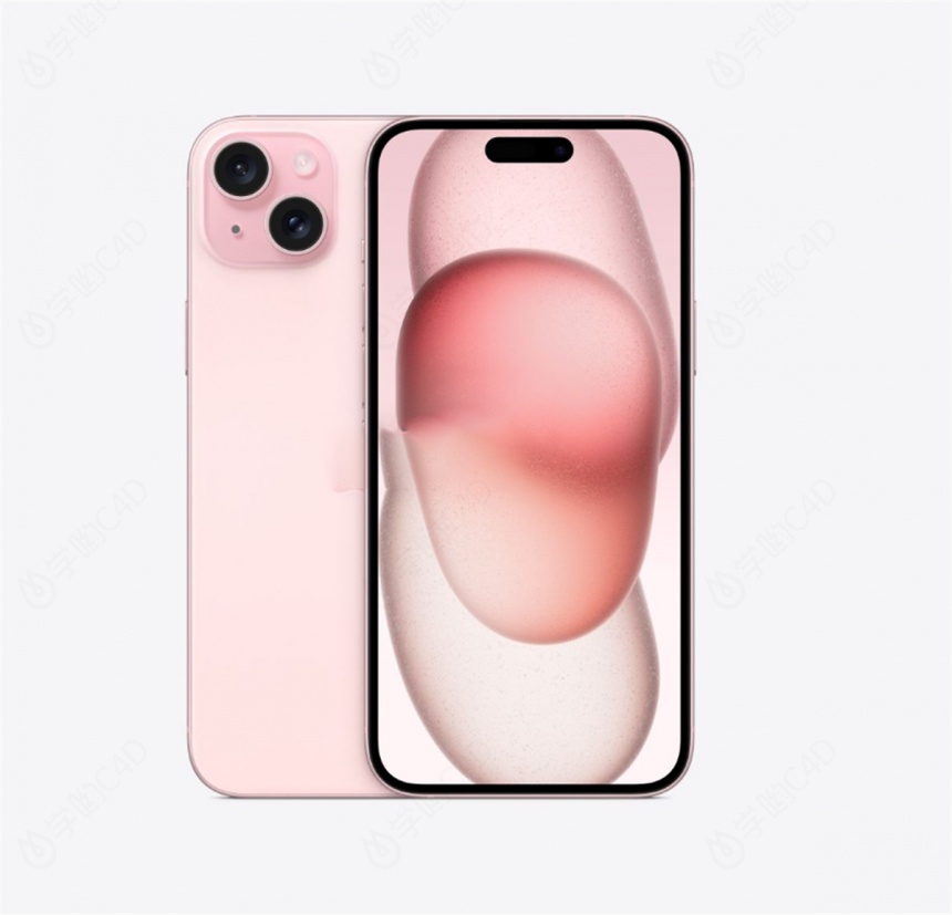 粉色苹果15plus手机C4D模型