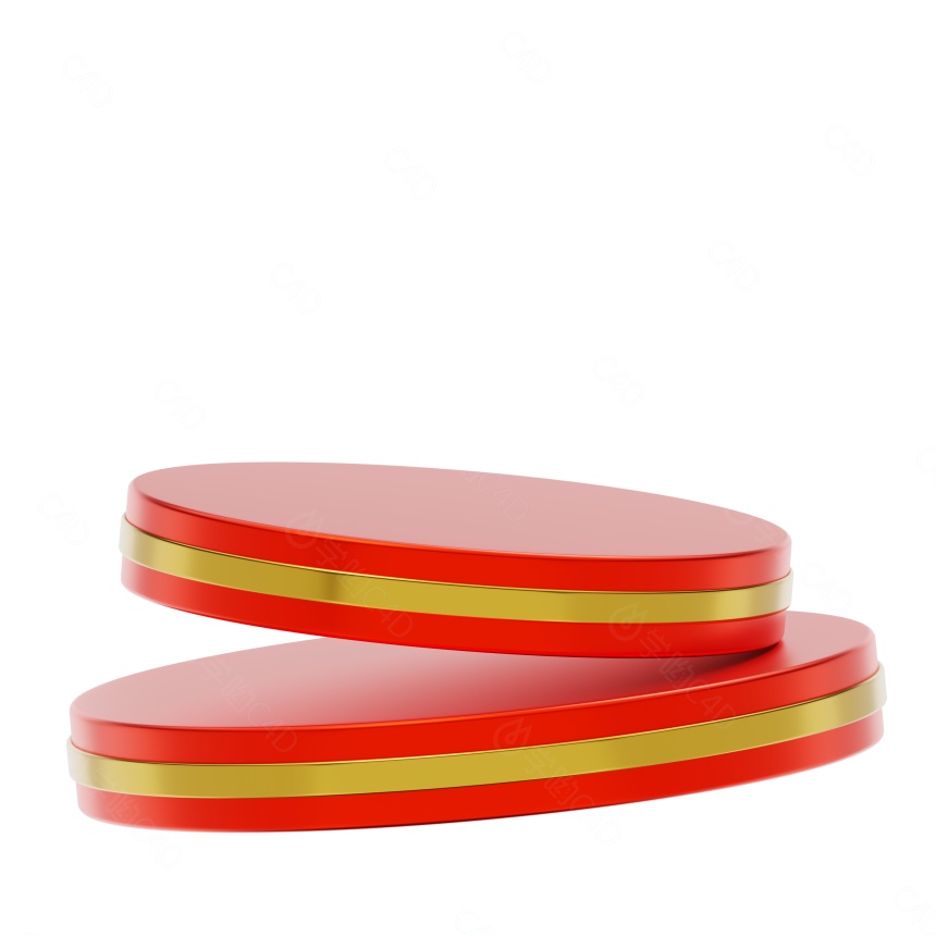 圆形红色转盘展台C4D模型