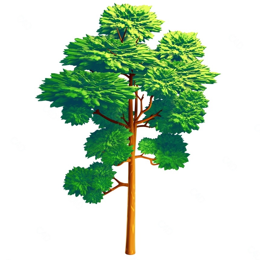 卡通植物绿植模型公园树木绿植大树小树树木C4D模型