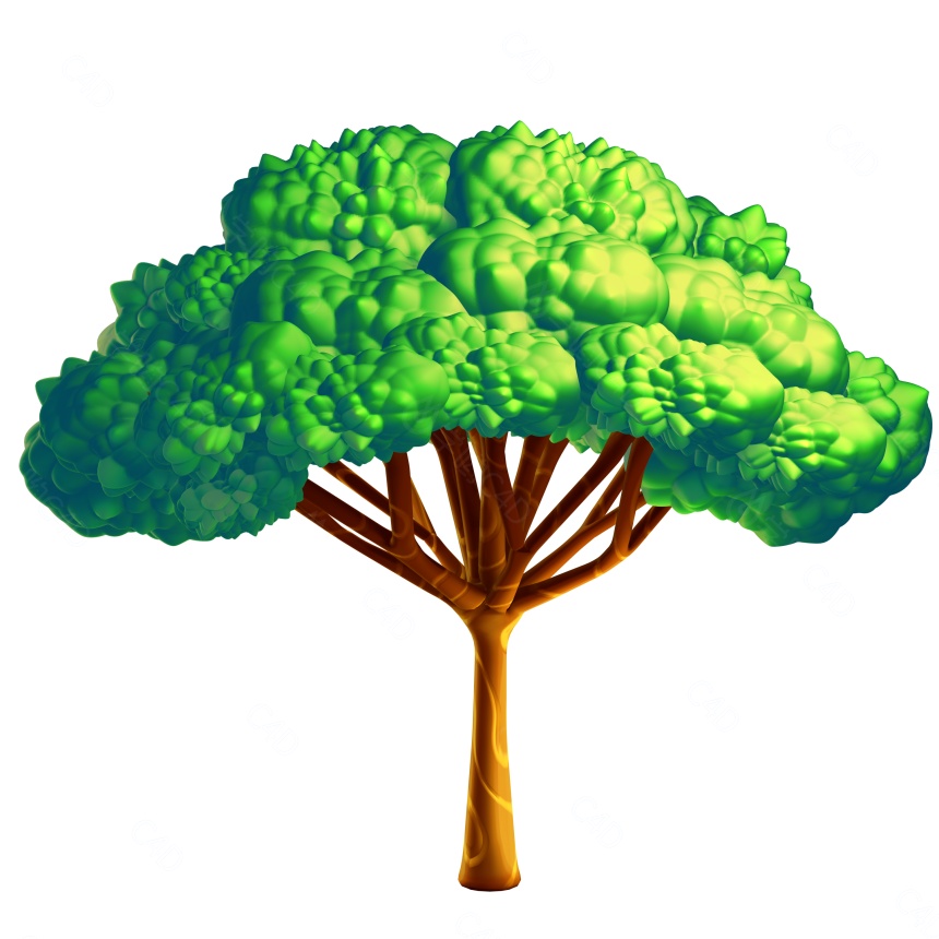 卡通绿植植物模型公园大树树木树林C4D模型