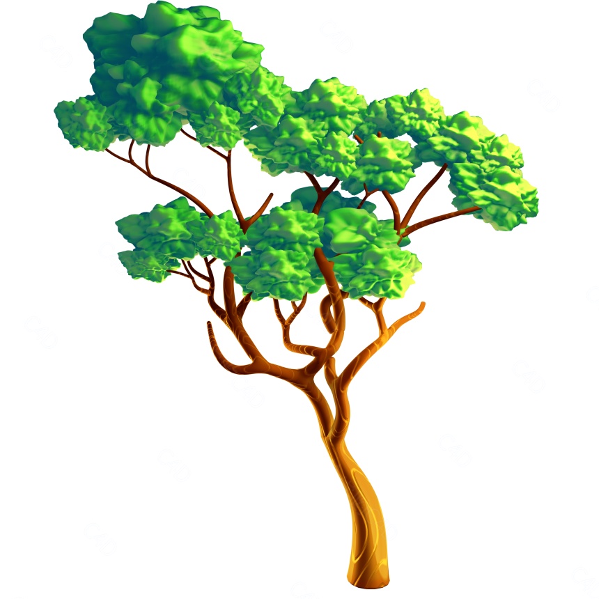 卡通模型绿植植物公园树木大树C4D模型
