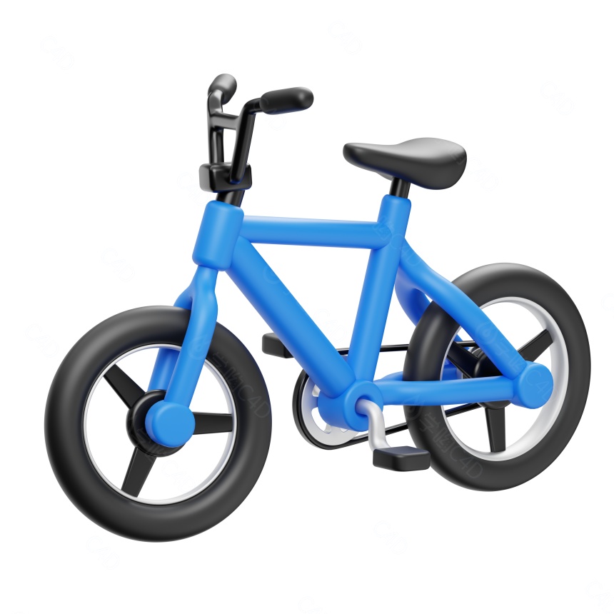 卡通交通运输车辆蓝色自行车脚踏车C4D模型