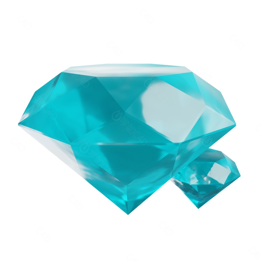 仿真卡通摁扭图标蓝宝石钻石C4D模型