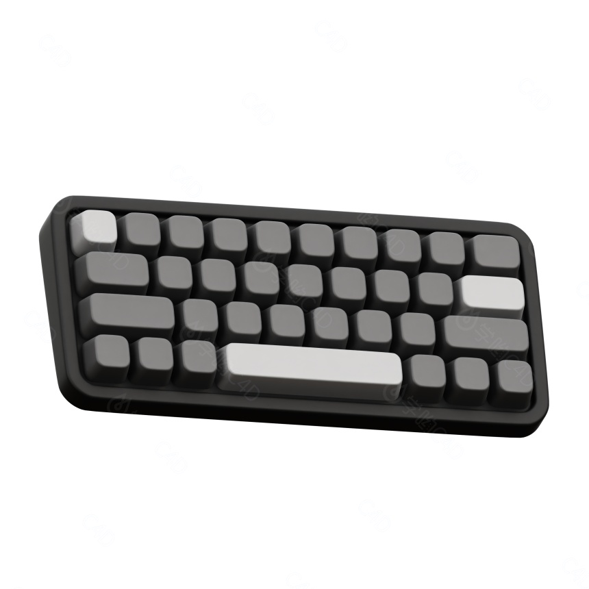 卡通电子产品图标黑白键盘C4D模型