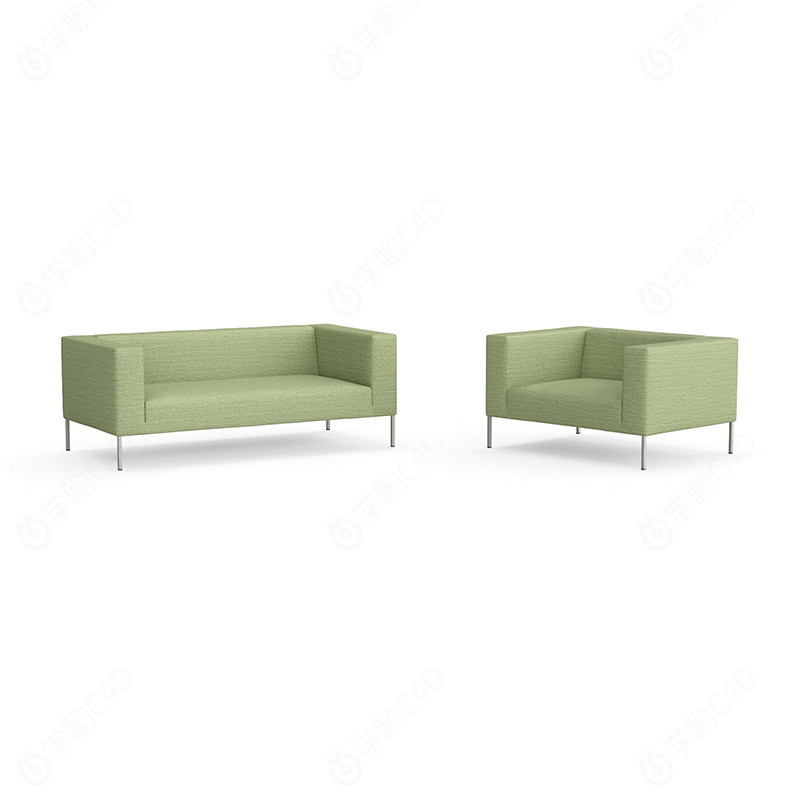 小户型简约休闲沙发草绿色C4D模型