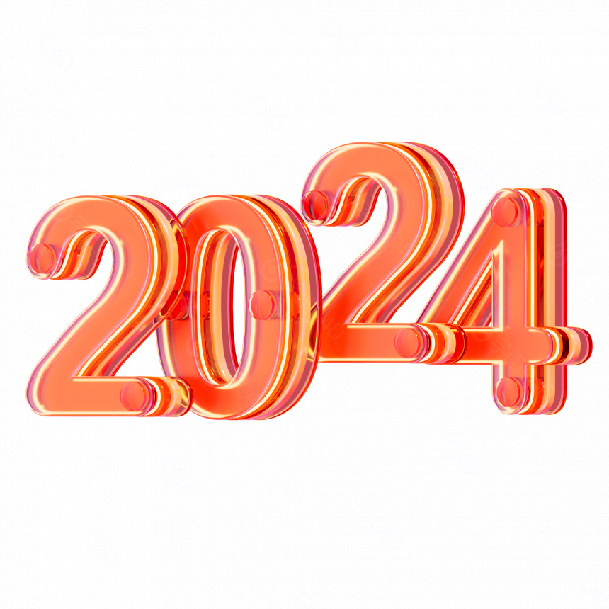 3D立体2024新年跨年龙年龙创意科技感艺术字C4D模型