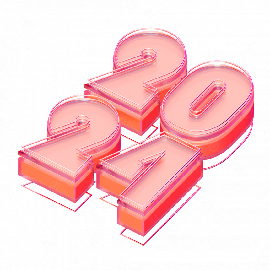 006_3D立体C4D2024艺术字新年跨年粉色平躺C4D模型