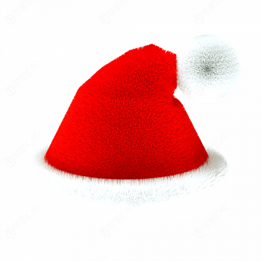 卡通立体毛绒风圣诞节圣诞帽子C4D模型