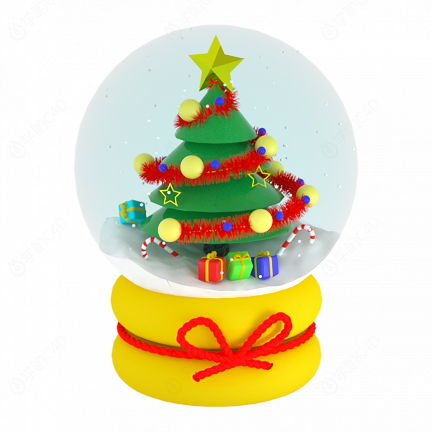 卡通圣诞节圣诞装饰圣诞树水晶球C4D模型