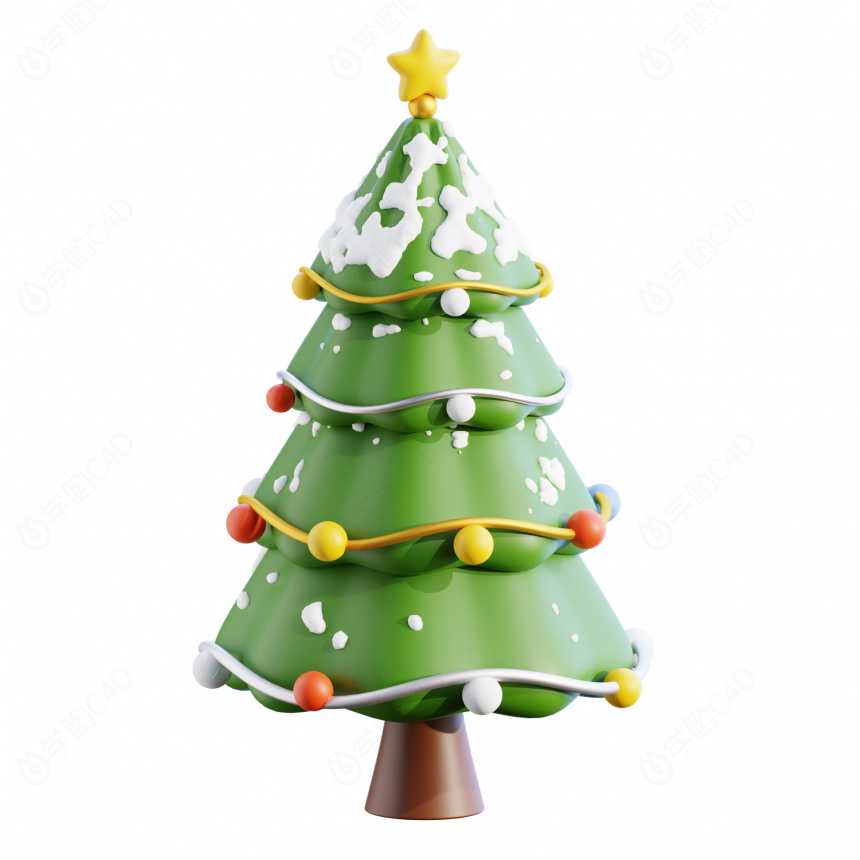 圣诞节装饰卡通图标圣诞树C4D模型