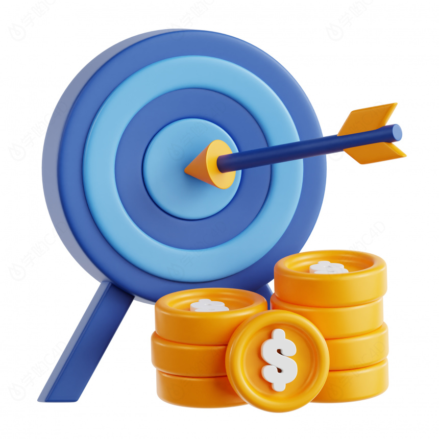 卡通金融储蓄图标金币射箭靶子C4D模型