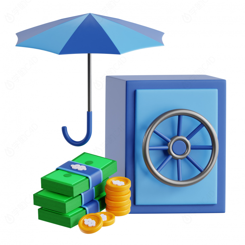 卡通金融储蓄图标保险箱C4D模型