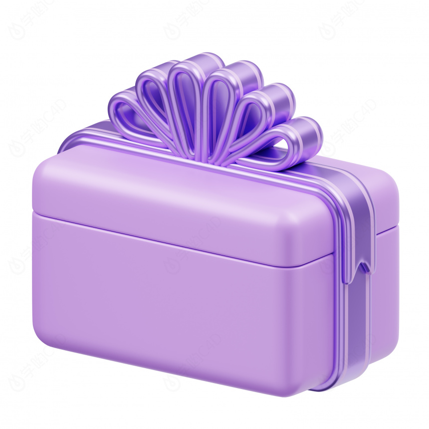 精致礼物盒礼品盒紫色长方形盒子C4D模型